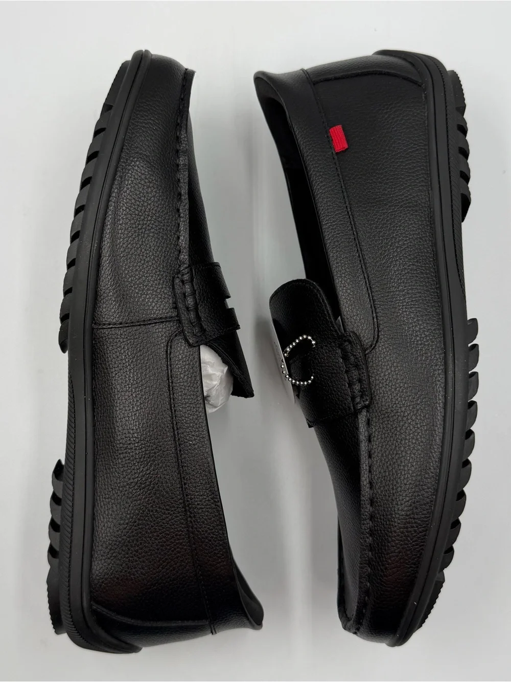 Marc Joseph New York John Street Mens Penny Loafer Sz 10W Black Grainy Slip On